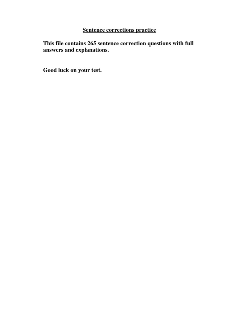 GMAT Sentence Correction Practice Guide | PDF | Chimpanzee | Verb