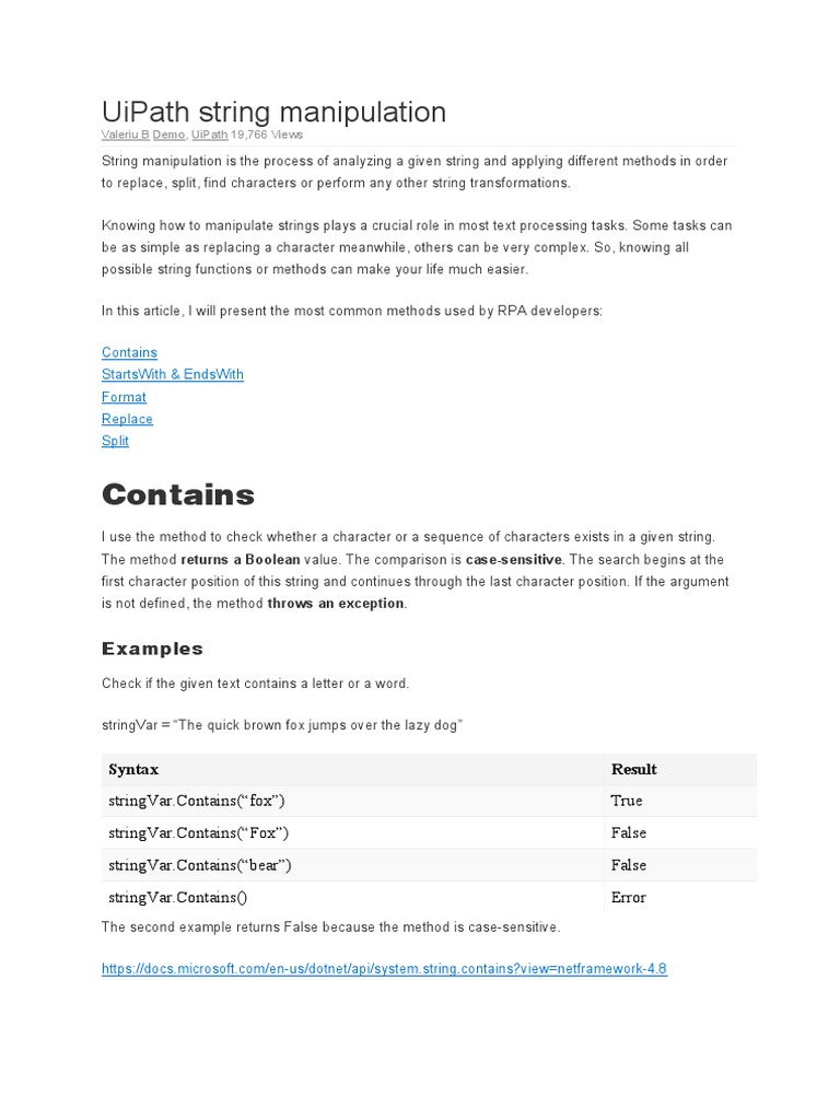 UiPath String Manipulation PDF String Science) Boolean Data Type