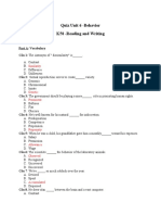 Quiz Unit 6 - Behavior K58 - Reading and Writing: Similarity