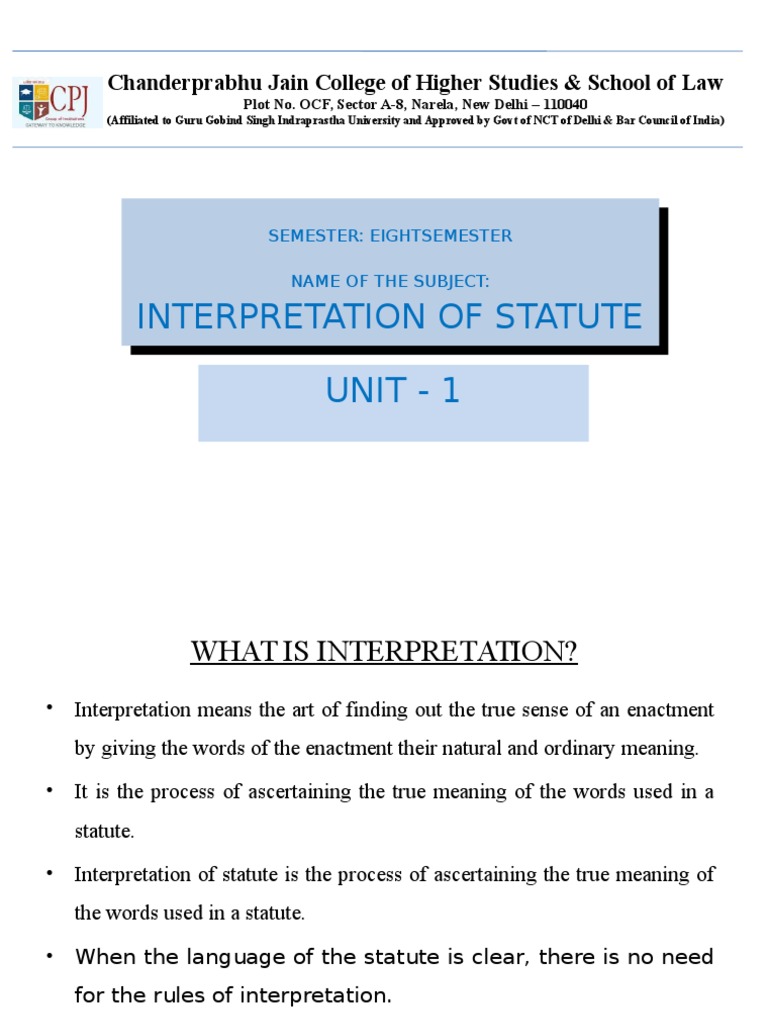 Law Notes 4 PDF Plain Meaning Rule Statutory Interpretation
