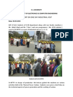 Report On One Day Industrial Visit: K L University Department of Electronics & Computer Engineering