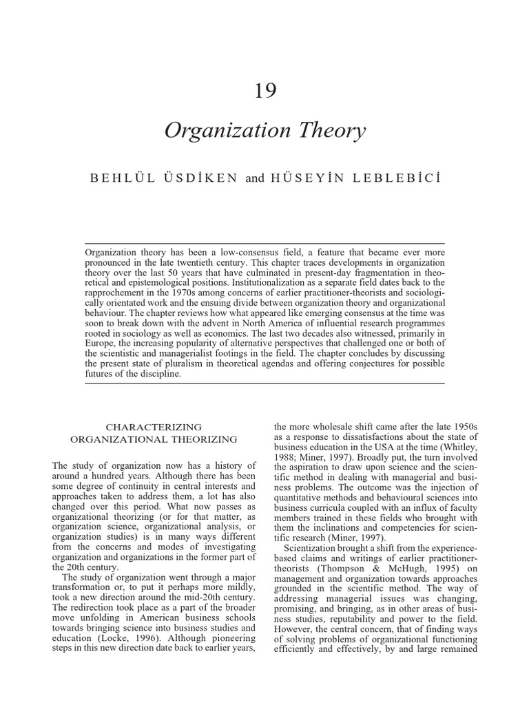 Evolution of Organization Theory Insights | PDF | Sociology ...