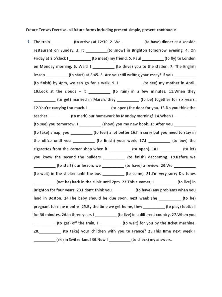 Future Tenses Exercises and Practice | PDF | Foreign Language Studies | Art
