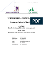 ADE 621 Productivity and Quality Management Term Paper