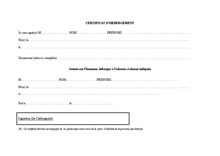 Pdf Attestation D Hebergement Pdf Informatique Et Technologies De L Information Science