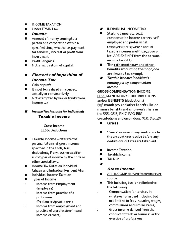 Benefits Amounting To Php90,000: Taxable Income: Individuals Earning ...