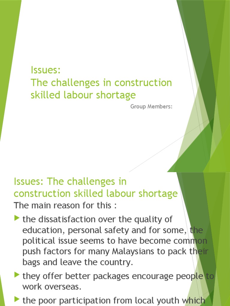 Issues: The Challenges in Construction Skilled Labour Shortage | PDF ...