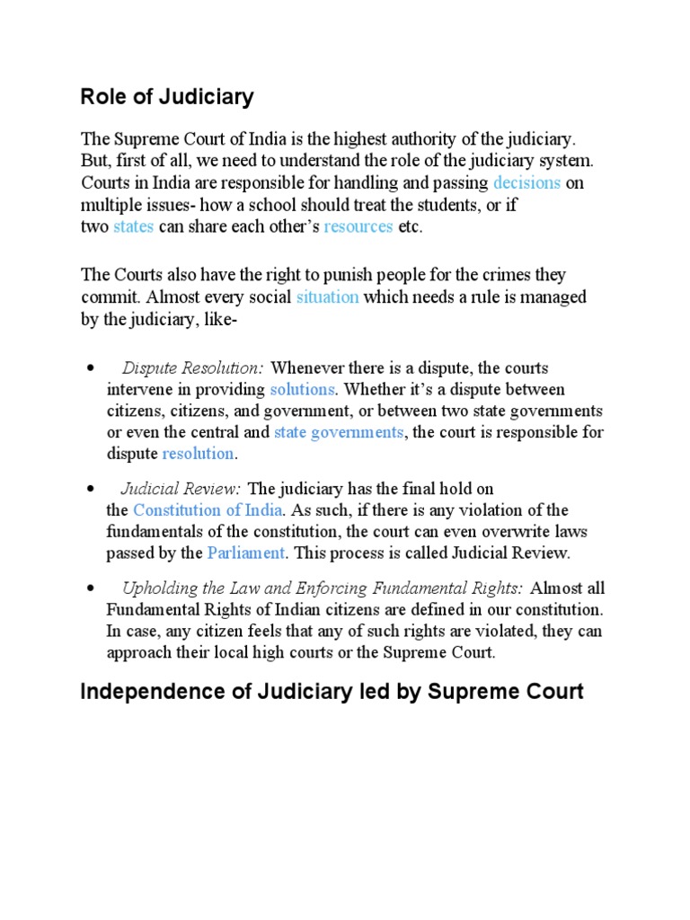 Independent Judiciary Why Is The Judicial Branch Important The