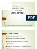 Management I Management I: Kabul University Engineering College Spring 2020