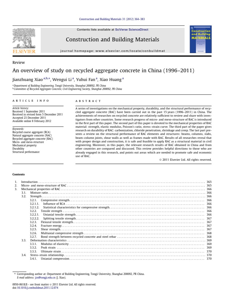 Review of Recycled Aggregate Concrete in China | PDF | Strength Of ...