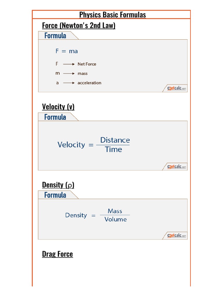 Essential Physics Formulas Overview | PDF