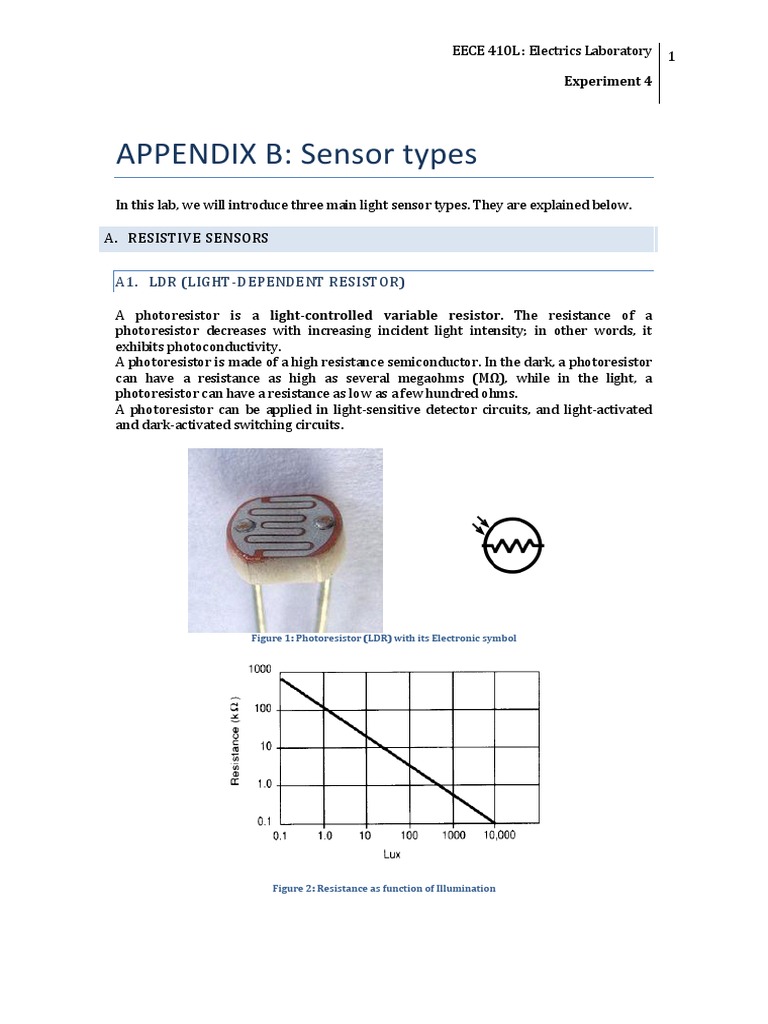 APPENDIX B Sensor Types A1. LDR (LightDependent Resistor) PDF P