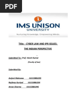 Title: - Cyber Law and Ipr Issues: The Indian Perspective: Submitted To:-Prof. Harsh Kumar