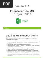 Sesión 2.2 El Entorno de MS Project 2013