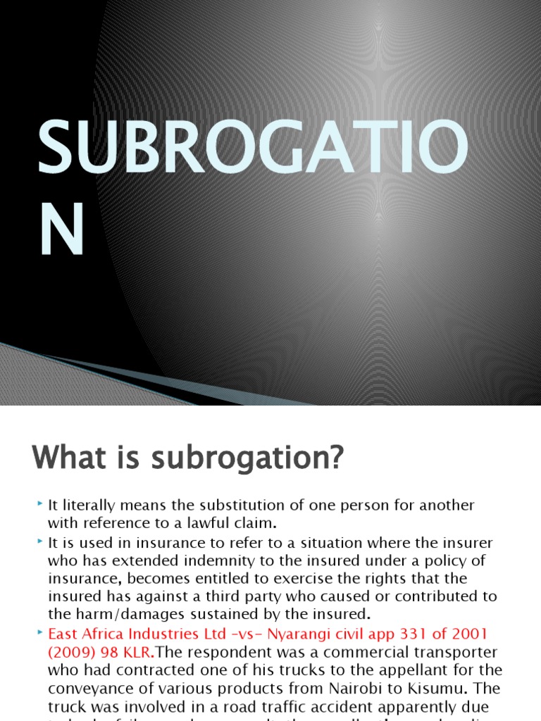 Doctrine of Subrogation | PDF | Subrogation | Indemnity