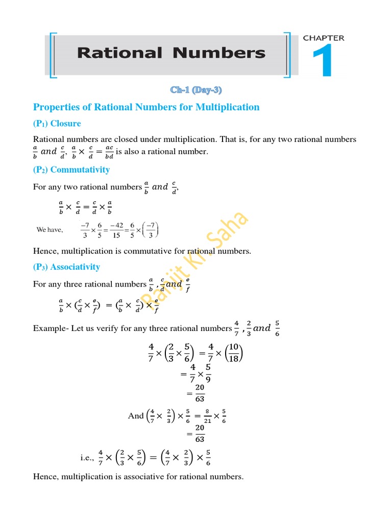 Properties and Operations of Rational Numbers: Multiplication | PDF ...