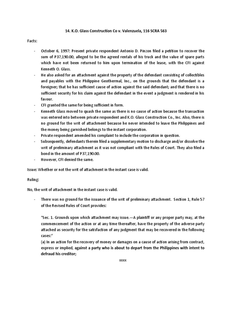 Validity of Writ of Attachment in Lease Dispute | PDF | Cause Of Action ...