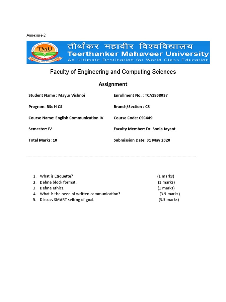 Engineering Communication Assignment | PDF