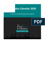 Prayer and Fasting Schedule in Ramadan 2020 For Rawalpindi (English)
