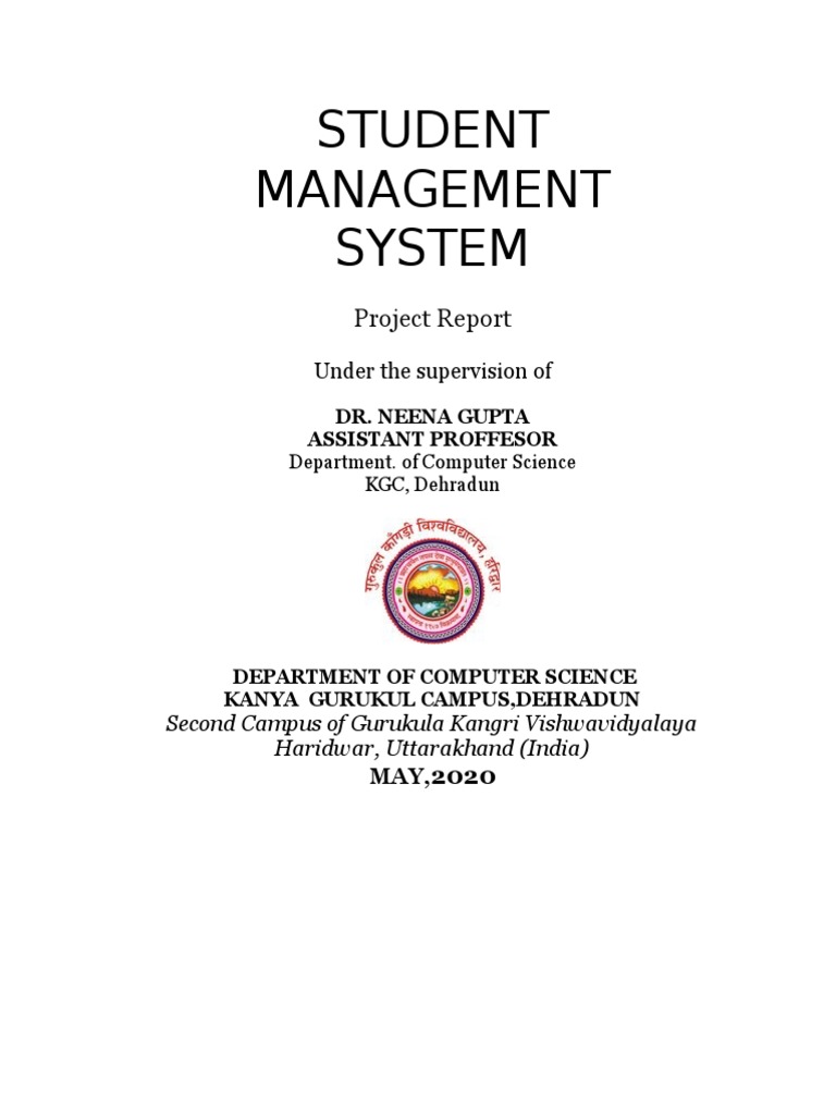 Student Management System Project Report Pdf Databases Computer