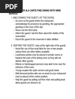 Restaurant Service Sequence Script | PDF | Menu | Hors D'oeuvre