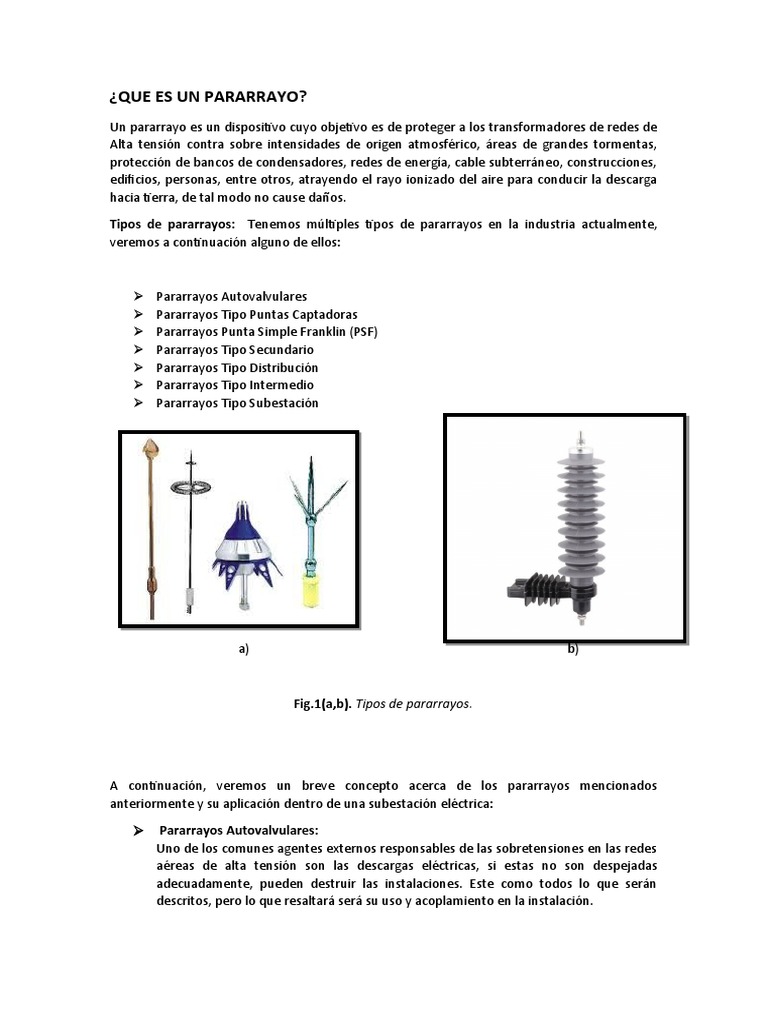 Tipos y Función de Pararrayos en Subestaciones | PDF | Electricidad ...
