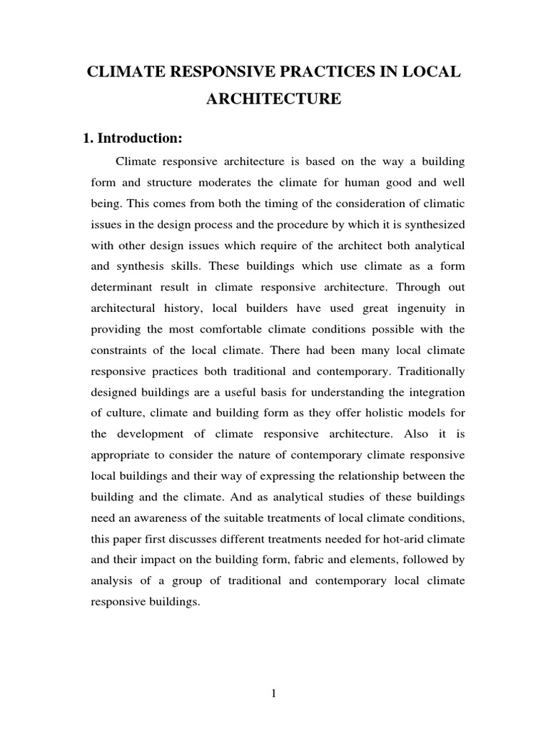 Climate Responsive Architecture Strategies | PDF | Building Insulation ...
