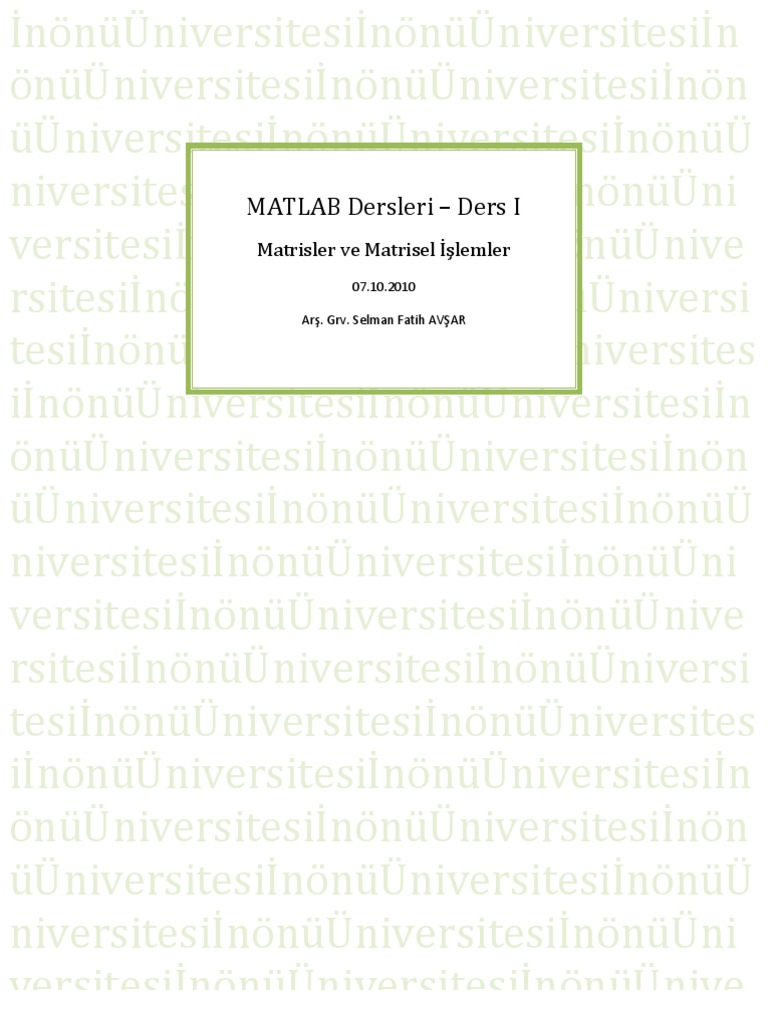 Matlab Dersleri I | PDF
