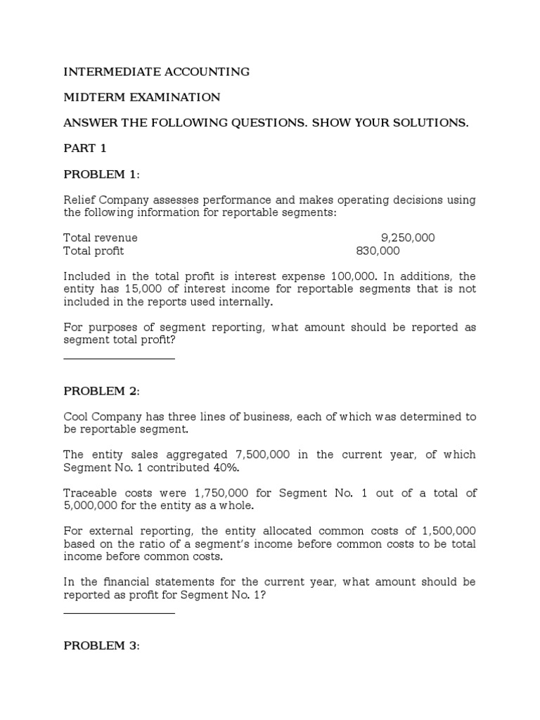 Intermediate Accounting Midterm Exam | PDF | Expense | Financial Accounting
