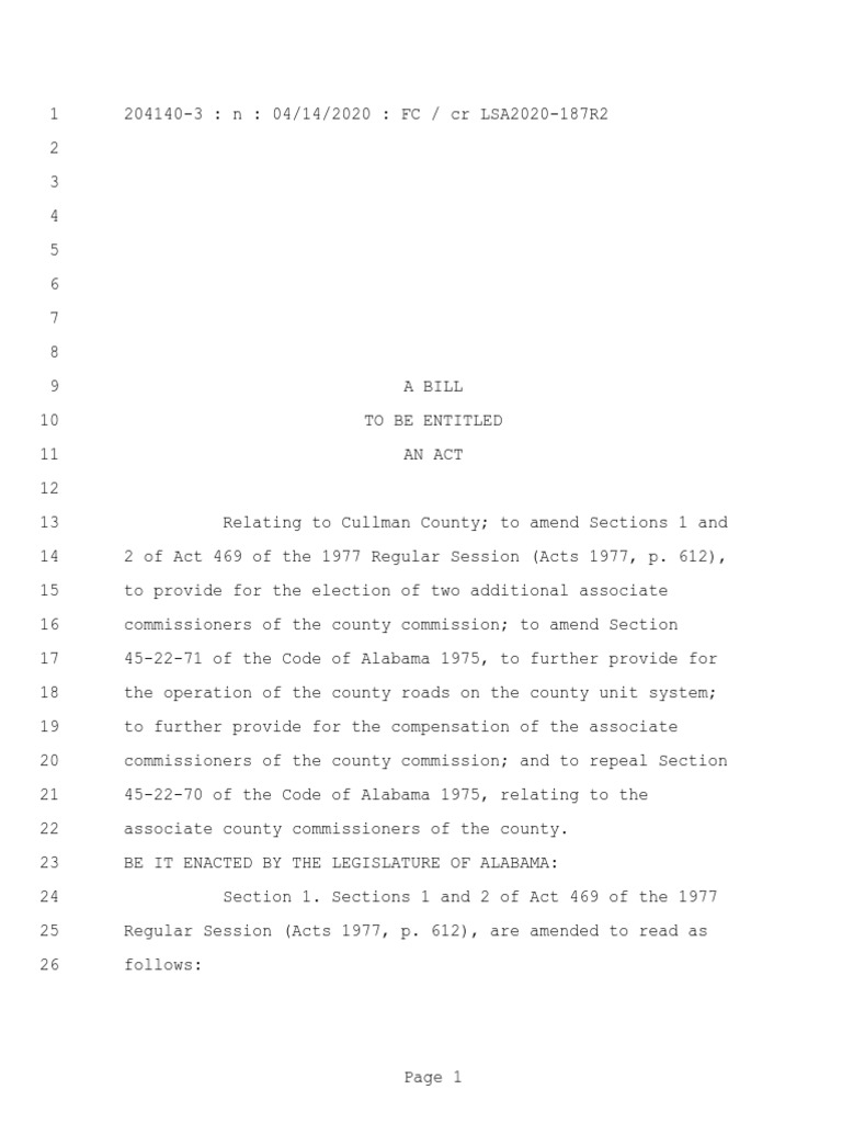 Cullman County Commission Bill PDF The United States Government