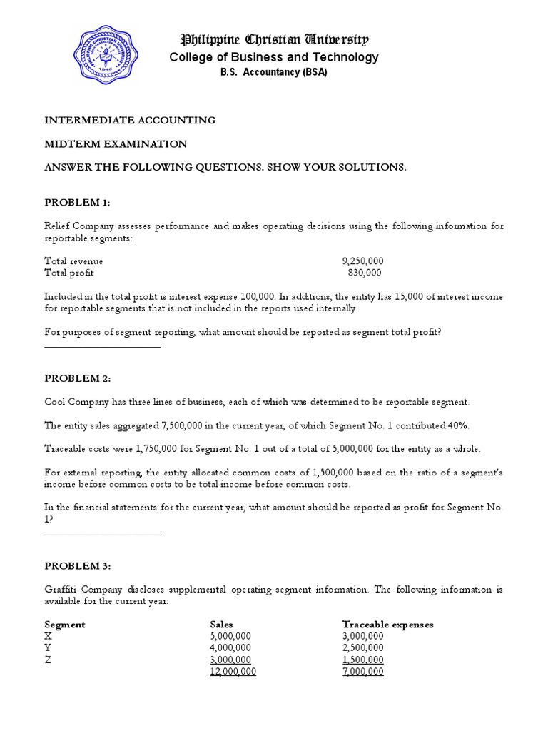 BSA Intermediate Accounting Midterm Exam | PDF | Depreciation | Dividend