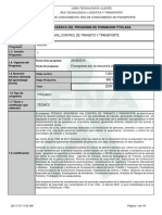 Informacion Básica Del Programa de Formacion Titulada: Seguridad Vial, Control de Transito Y Transporte