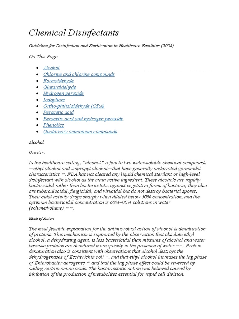 Chemical Disinfectant PDF Disinfectant Formaldehyde