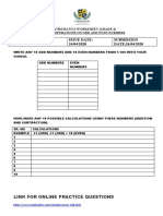 Lws Activity Sheet For Operations On Odd and Even Numbers