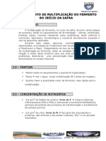 Procedimento multiplicação fermento início safra