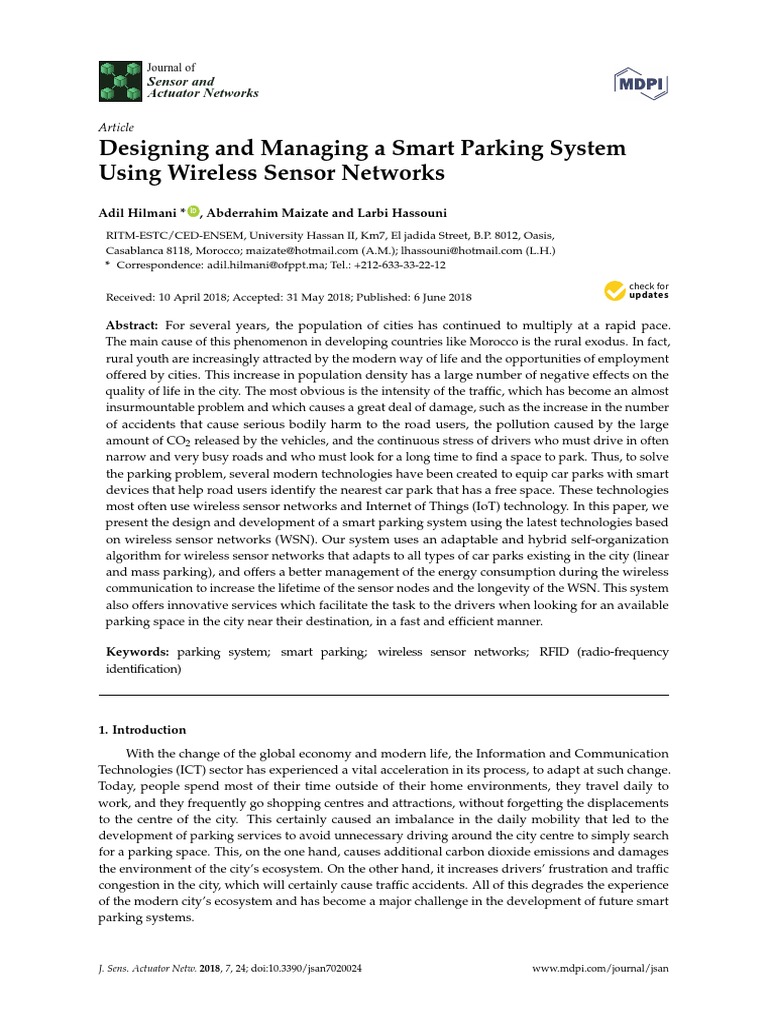 Designing and Managing A Smart Parking System Using Wireless Sensor ...