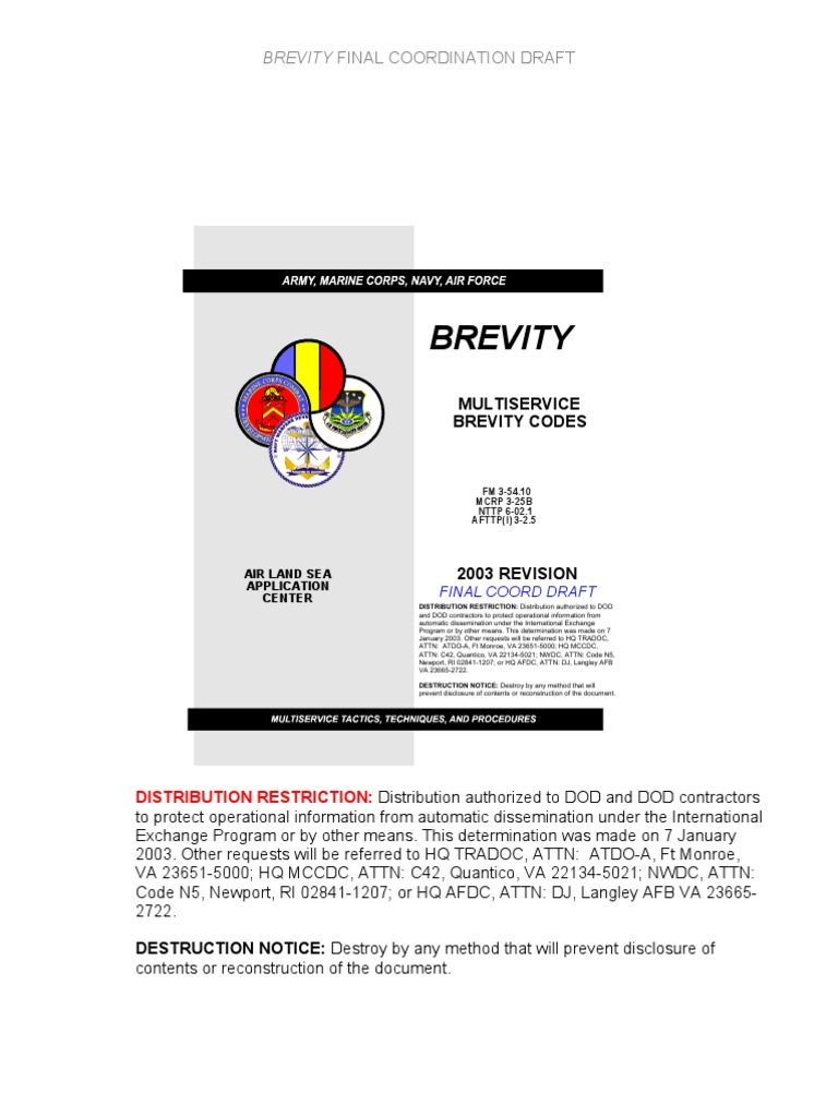 Us Brevity Codes Electronic Warfare Radar