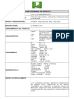 Ficha de Leche Entera en Polvo Supply.