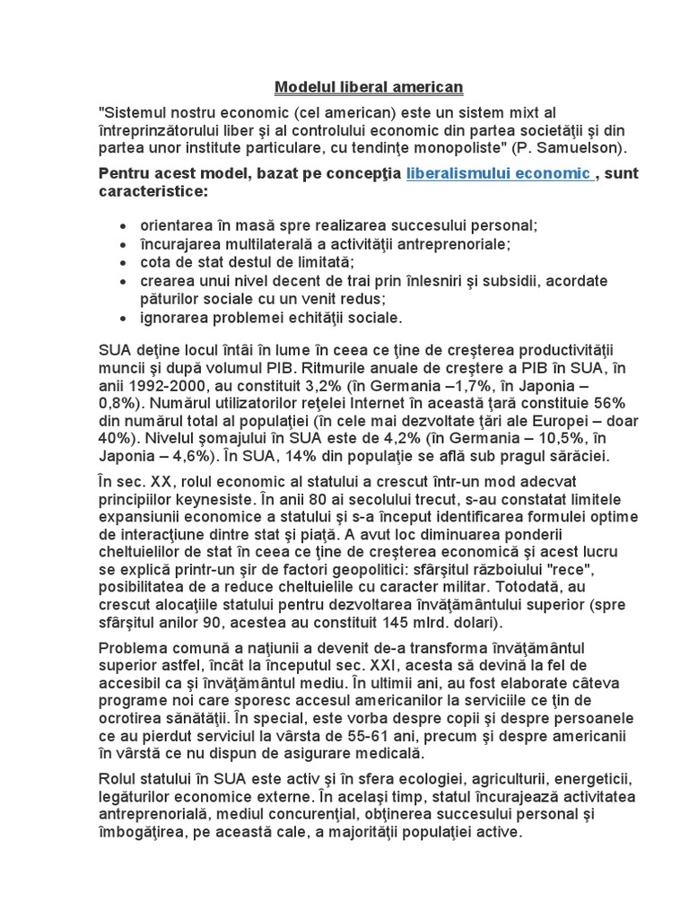Modelul Liberal American | PDF
