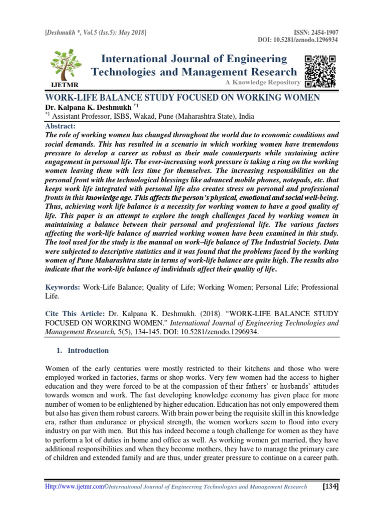 Work-Life Balance Study Focused On Worki PDF | PDF | Work–Life Balance ...