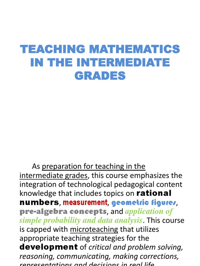 Teaching Math in Intermediate Grades | PDF | Teaching Mathematics | Reason