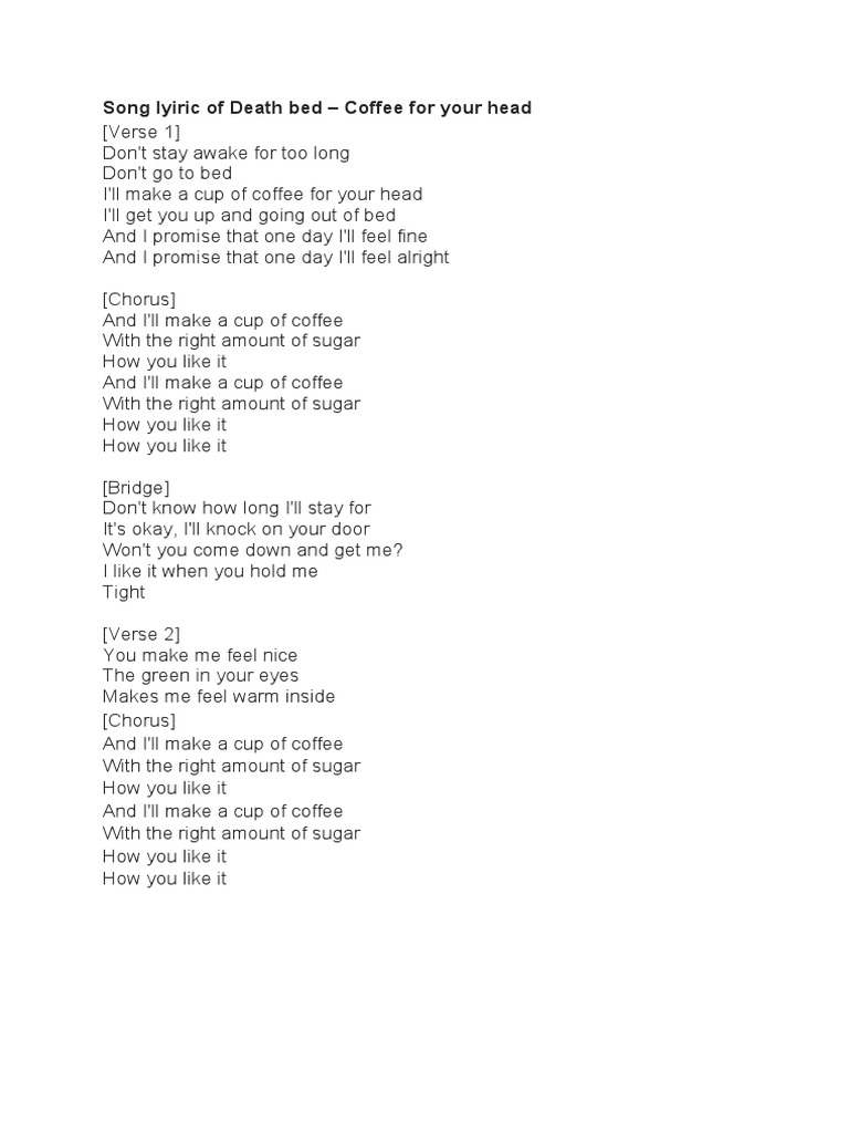 Lirik Lagu Death Bed Pdf