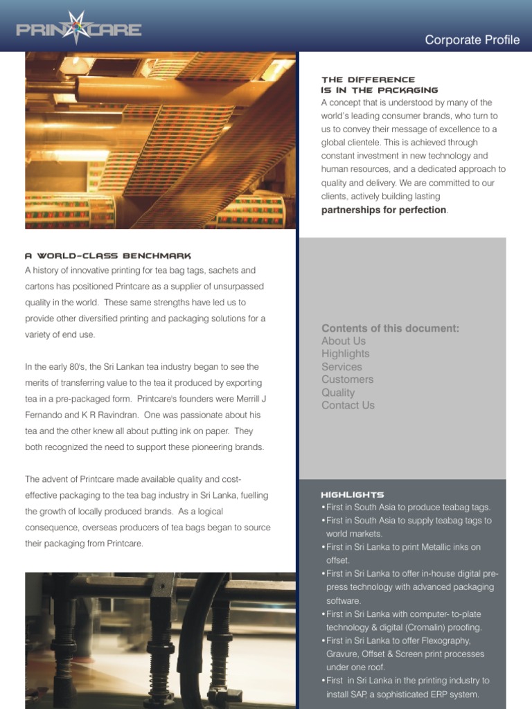 Profile | PDF | Printing | Packaging And Labeling