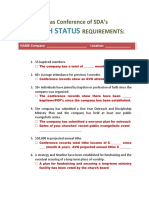 Church Status: Texas Conference of SDA's Requirements