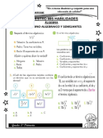 Ficha de Álgebra - Término Algebraico y Semejante - 5° Grado 24 - 04 - 2020 PDF