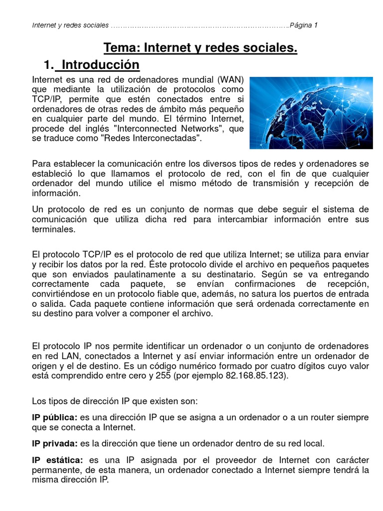 Tema Internet y Redes Sociales | PDF | Protocolos de internet | Chat en ...