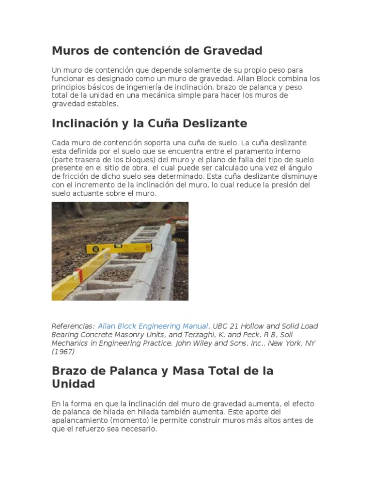 Muros de Contención de Gravedad | PDF | Fundación (Ingeniería) | Colector  de aguas pluviales, image size:768x1024