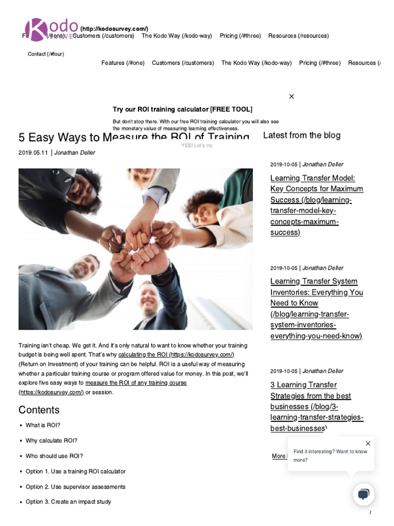 5 Easy Ways To Measure The Roi Of Training Pdf Return On Investment