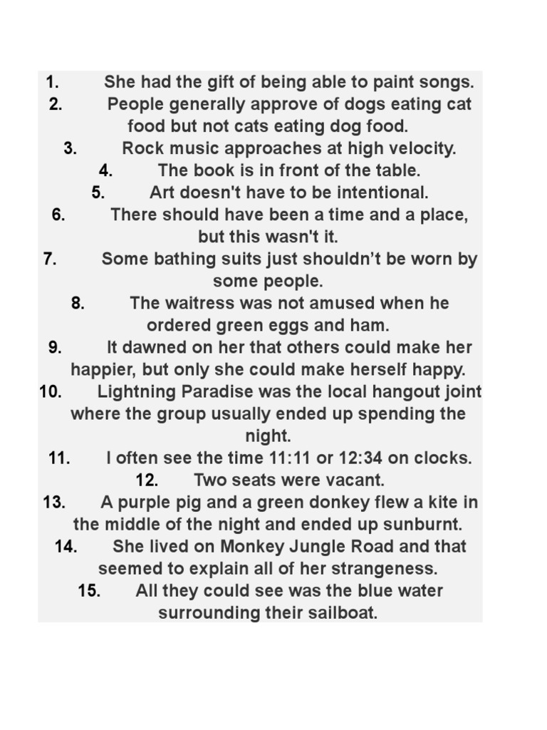 Creative Uses for Random Sentences | PDF | Verb | Subject (Grammar)