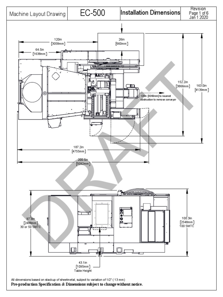 EC-500 Machine Layout and Dimensions | PDF | Industrial Processes
